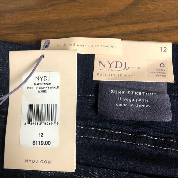 NYDJ Pull On Skinny Ankle Mabel Jeans Womens Size 12 Denim Lift Tuck Stretch NEW - Picture 4 of 7
